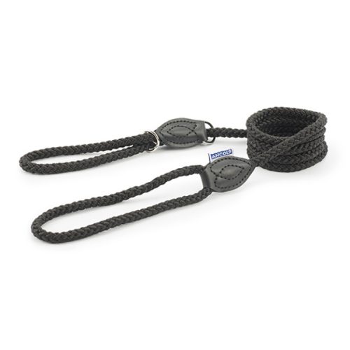 Ancol Rope Slip & Control Lead Black 150cm x 12mm
